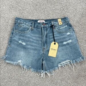 Vibrant Distressed Blue Jean Shorts